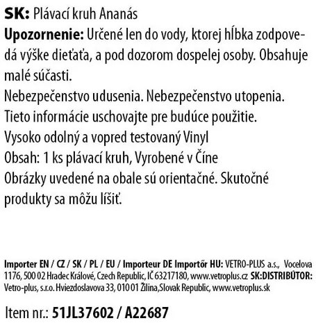 Vetro-Plus Felfújható nyugágy Ananász, 76 x 100 cm
