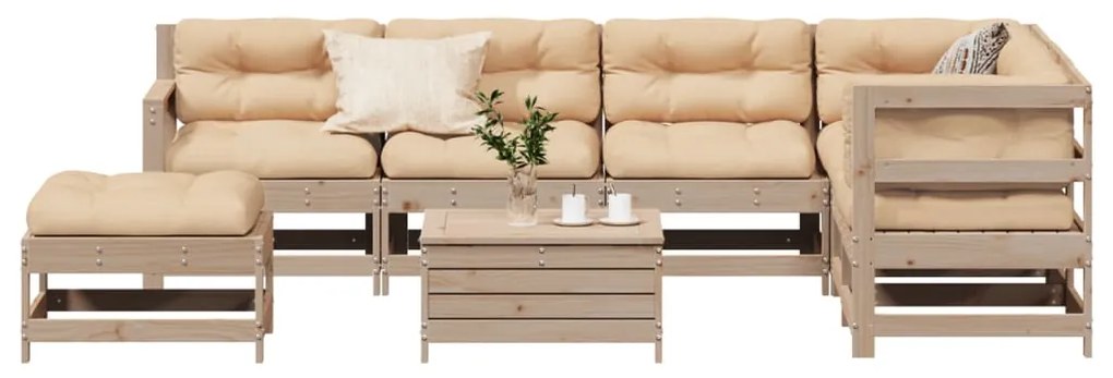 vidaXL 8 részes tömör fenyőfa kerti ülőgarnitúra párnákkal