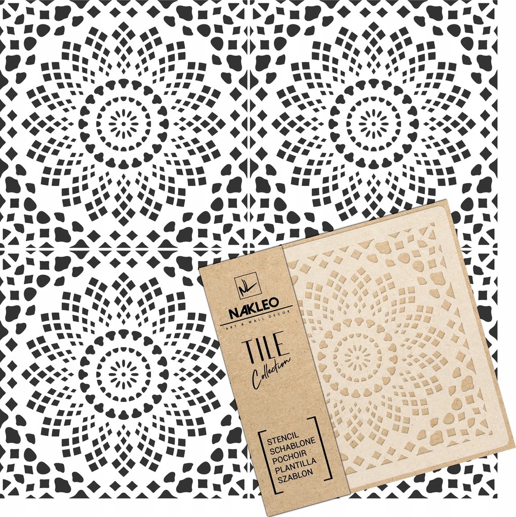 Festősablon Csempe Csempék Többször felhasználható 30x30cm Minta Geometria Cabrela