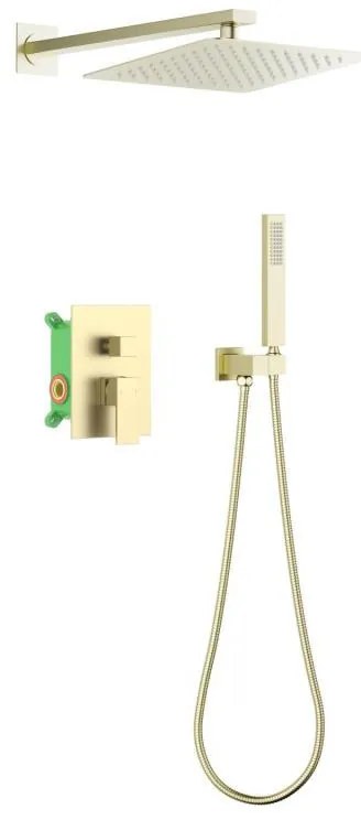 AREZZO design CUBEFIELD falsík alatti zuhanycsaptelep szett, szálcsiszolt arany