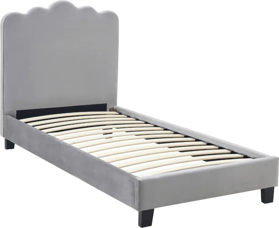 Ágy 90x200 cm méretben, szürke színben, velúr kárpittal CRATER