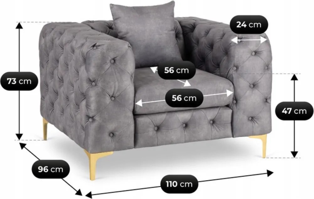 SORRENTO 1S fotel, szürke bársony