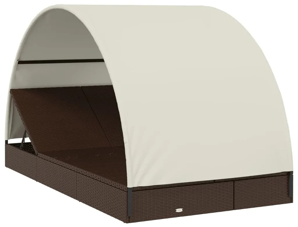 2 személyes barna polyrattan napágy kerek tetővel 211x112x140cm