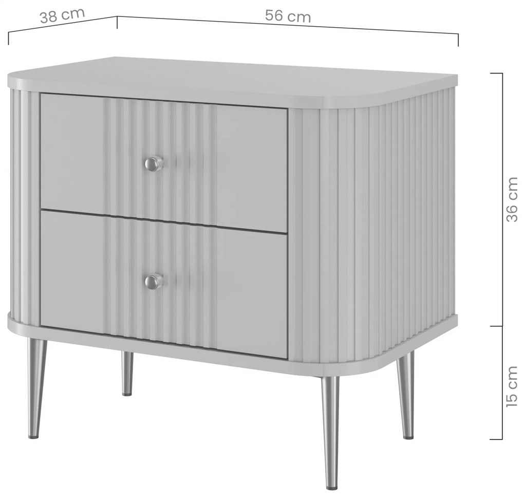 Vesper éjjeliszekrény készlet 56 cm - kasmír / fekete lábak