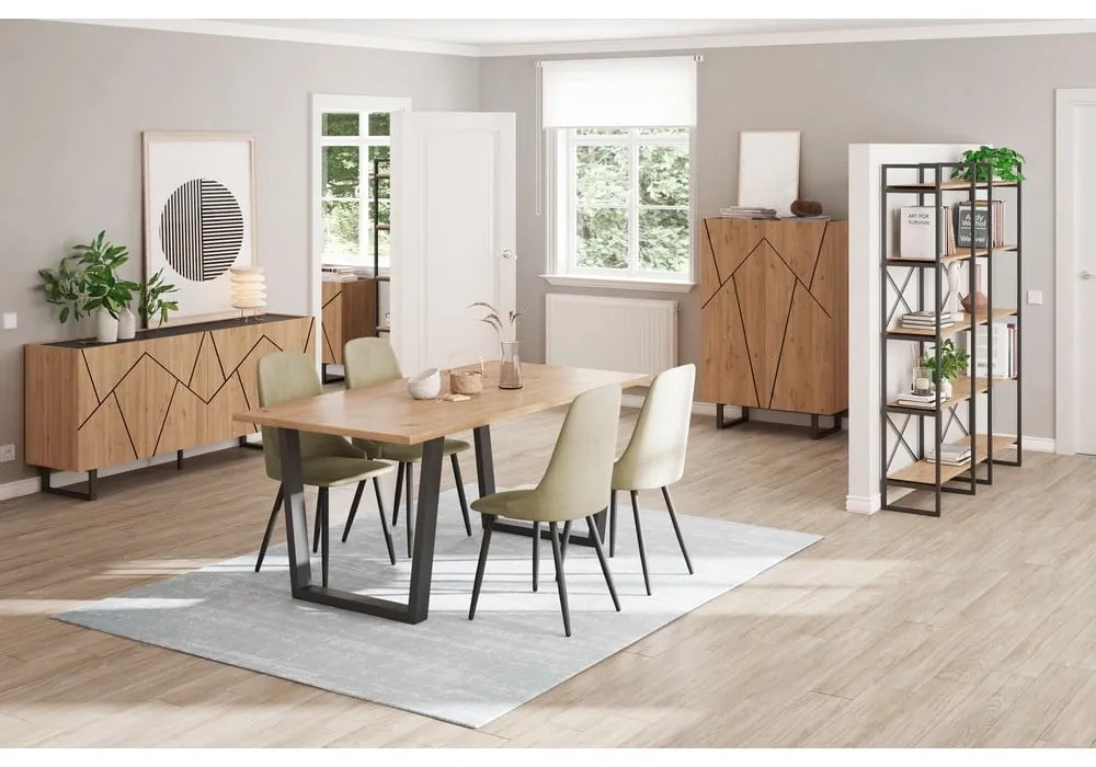 Étkezőasztal tölgyfa dekoros asztallappal 100x180 cm Francesca – Marckeric