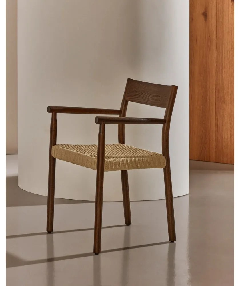 Barna-natúr színű tölgyfa étkezőszék Yalia – Kave Home