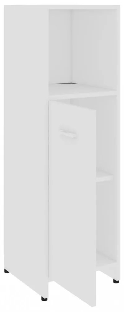 4 részes fehér szerelt fa fürdőszobai bútorszett