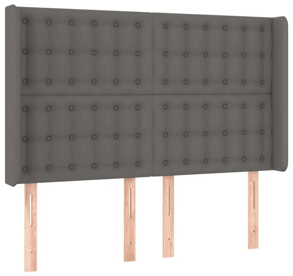 szürke műbőr LED-es fejtámla 147x16x118/128 cm