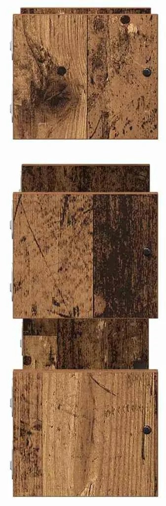 vidaXL Fali polc készlet polcokkal 3 pcs Öreg fa 40x16x14cm Faanyag