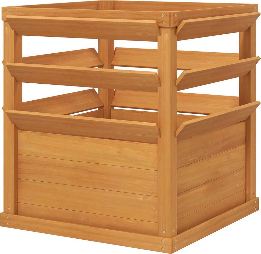 Outsunny Emelt Ágyás Kertészeti Konténer Keresztfás, Nyitott Aljú, Rácsos Virágágyás 65x65x60cm Kertbe, Erkélyre, Mászó Növényekhez, Kosár Növényekhez