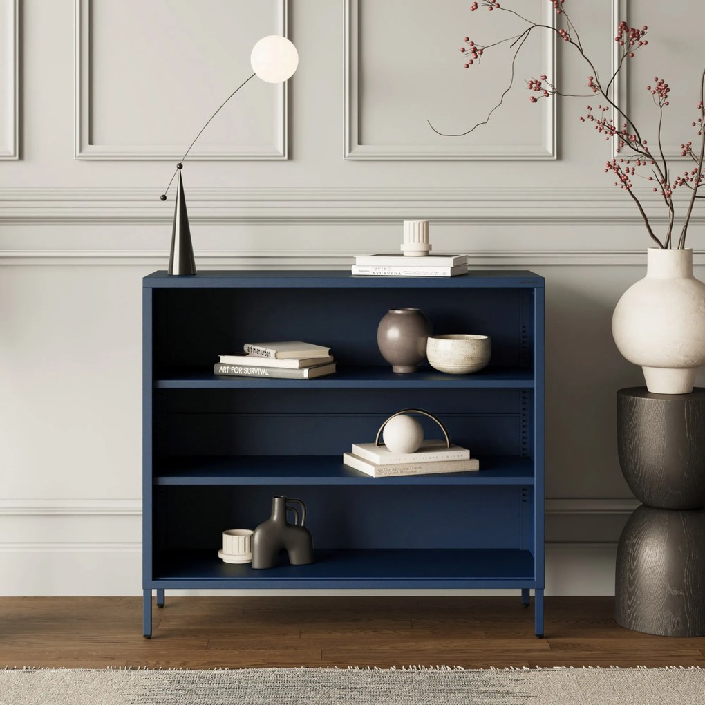 Alacsony polcos szekrény LUCA , 1000 x 900 x 350 mm, Modern: sötétkék