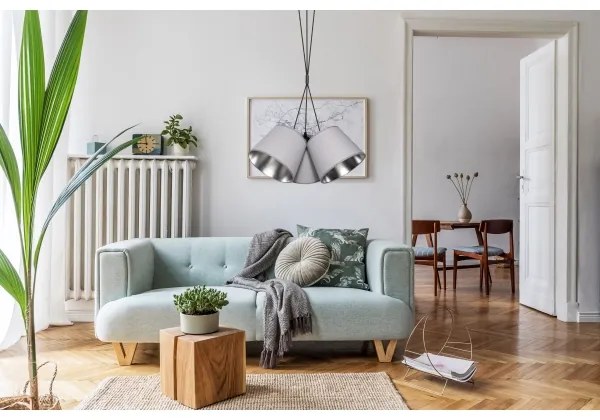 Csillár zsinóron ZOMA 3xE27/60W/260V szürke/fényes króm