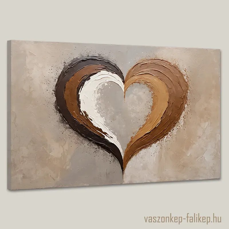 Absztrakt szív ábrázolás földszínek falikép – érzelmi harmónia 60x40 cm