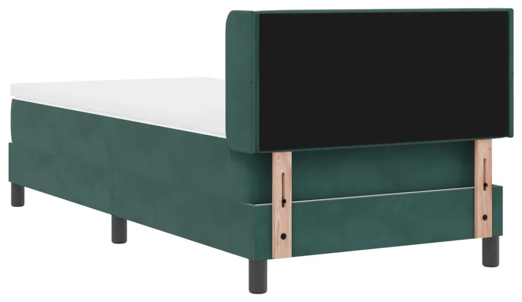 vidaXL Boxrugós ágy matracmal Sötétzöld 190 x 90 cm Poliészter