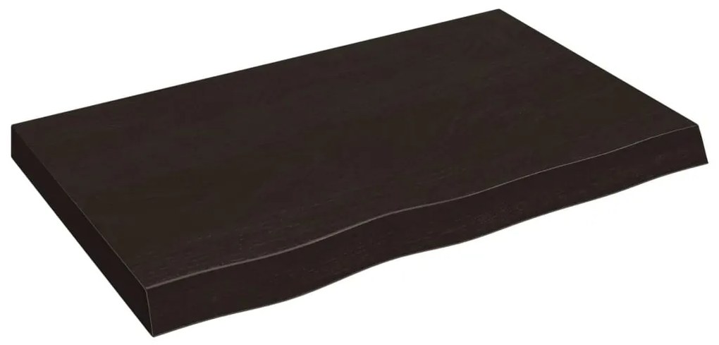 sötétbarna kezelt tömör tölgyfa fali polc 80x50x(2-6) cm