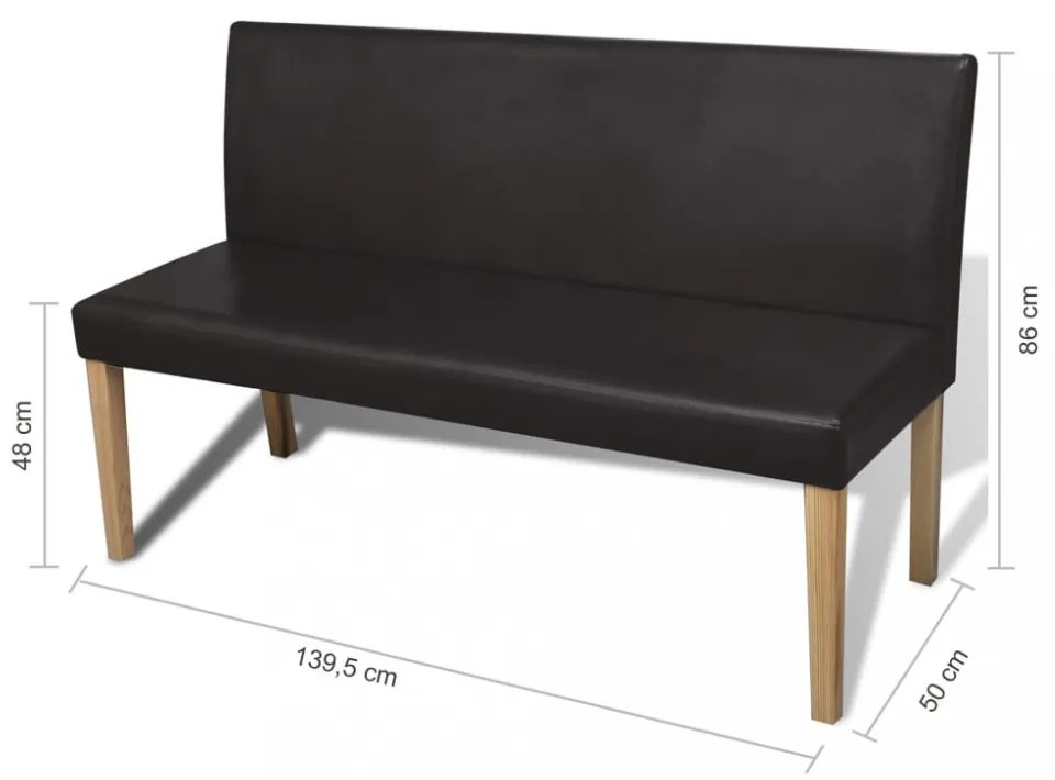 sötétbarna műbőr pad 139,5 cm