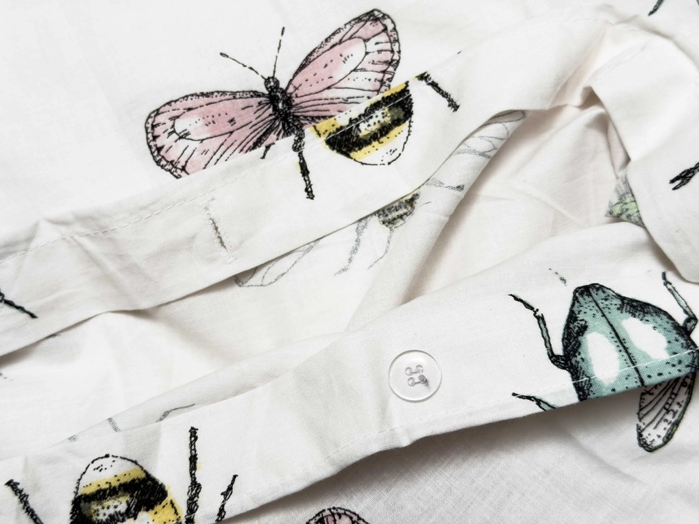 Pamut ágynemű kiságyhoz TINY WINGS fehér Ágyneműhuzat mérete: 45 x 65 cm | 90 x 135 cm