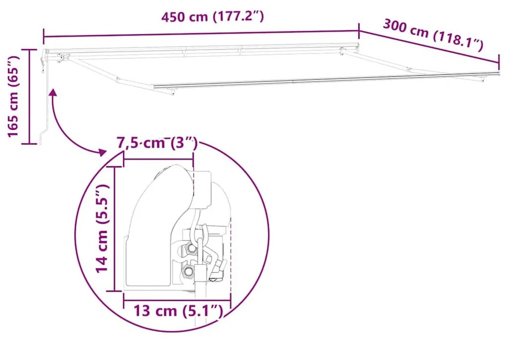 Napernyő Fehér 4,5 × 3 m Fém