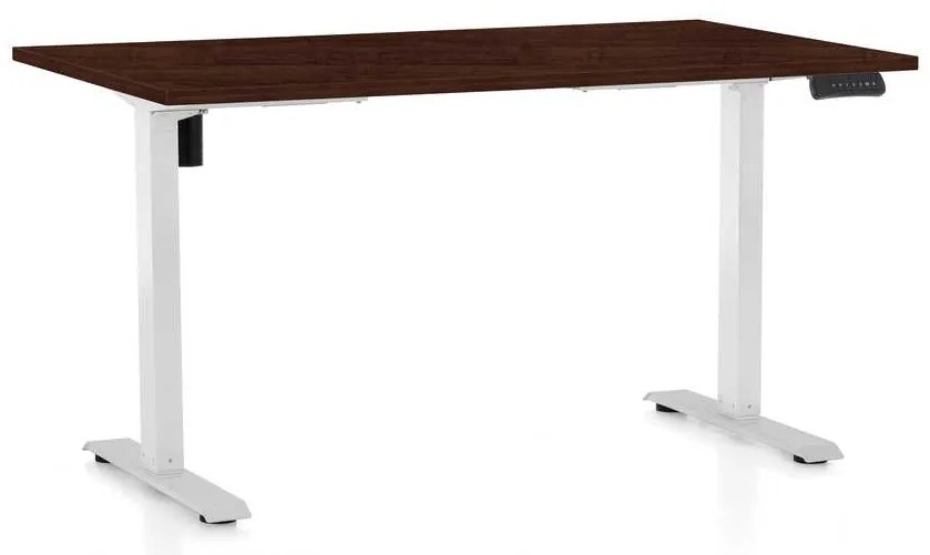 OfficeTech B állítható magasságú asztal, 120 x 80 cm, fehér alap, wenge
