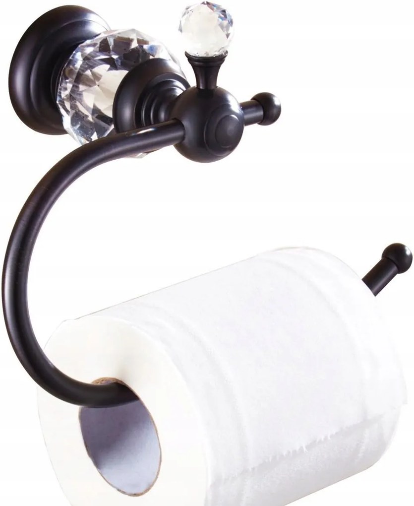 Luxus Kristály WC-papír tartó gyémánttal, fekete