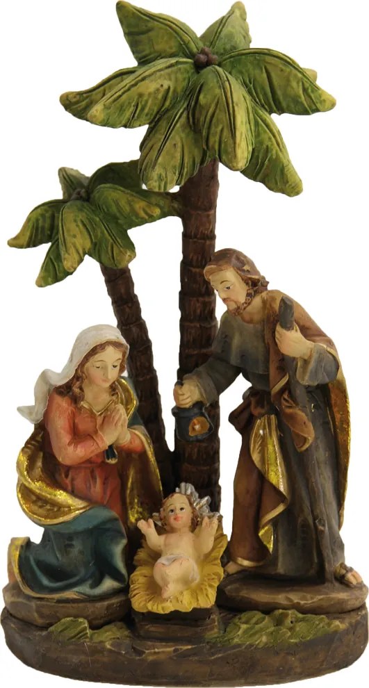 Szent Család figura pálmafák alatt 17cm magas