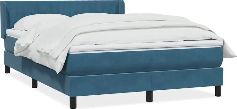 vidaXL sötétkék bársony rugós ágy matraccal 140x210 cm