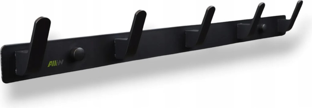 Előszobai ruhafogas, alumínium, 5 akasztóval, Loft, fekete.