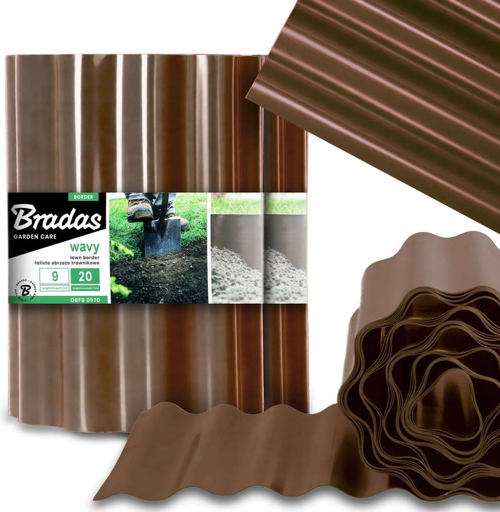 Kerti Gyepszegély 20 cm 18 m Hullámos Műanyag Rugalmas Us-p