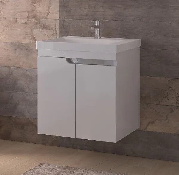 Piramida EURIDIKA 60 LH fali fürdőszobabútor - műmárvány mosdóval - 2 ajtós - 60 x 64 x 38 cm