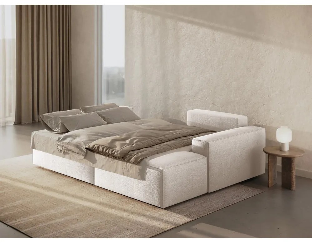 Fehér buklé kinyitható sarokkanapé (jobb oldali) Jodie – Micadoni Home