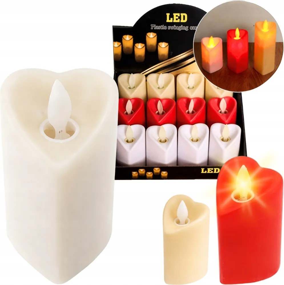 Gyertya Szív Elemes 9CM-ES Led Betét Elektromos Mécses Mozgó Láng