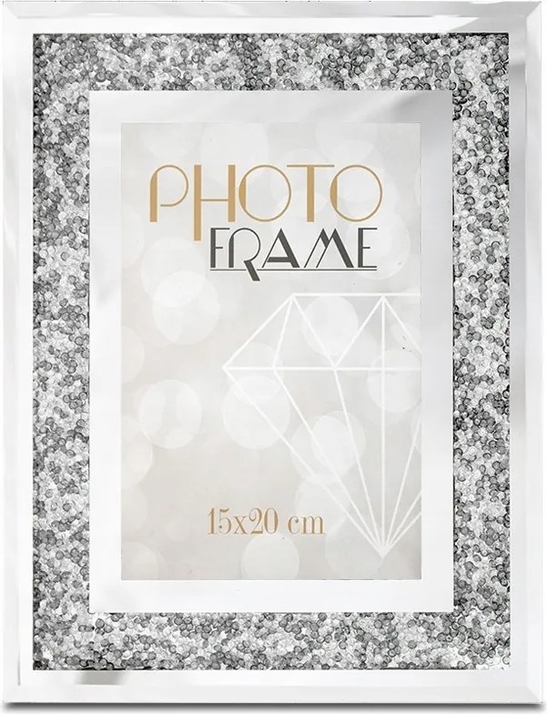Glamour Képkeret Ezüst 15 x 20 cm Kristályok