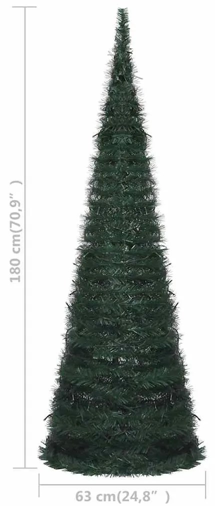 zöld elővilágított pop-up mű zsinórkarácsonyfa 180 cm