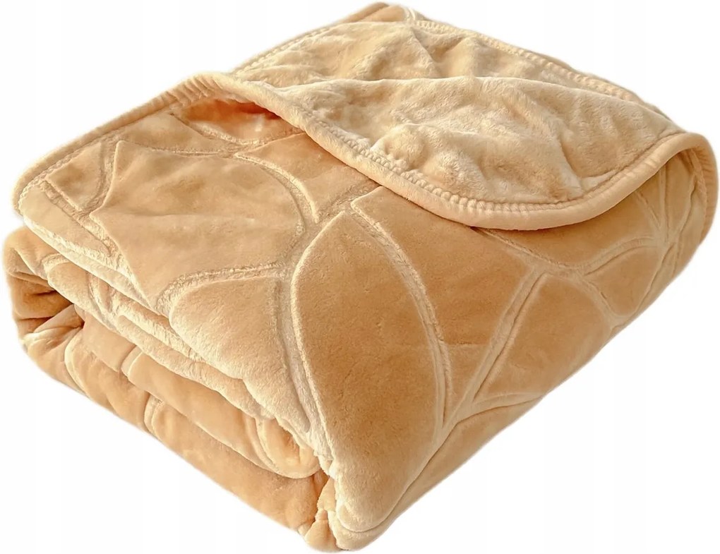 Dombornyomott akril takaró LIV 200x220 vastag meleg bézs