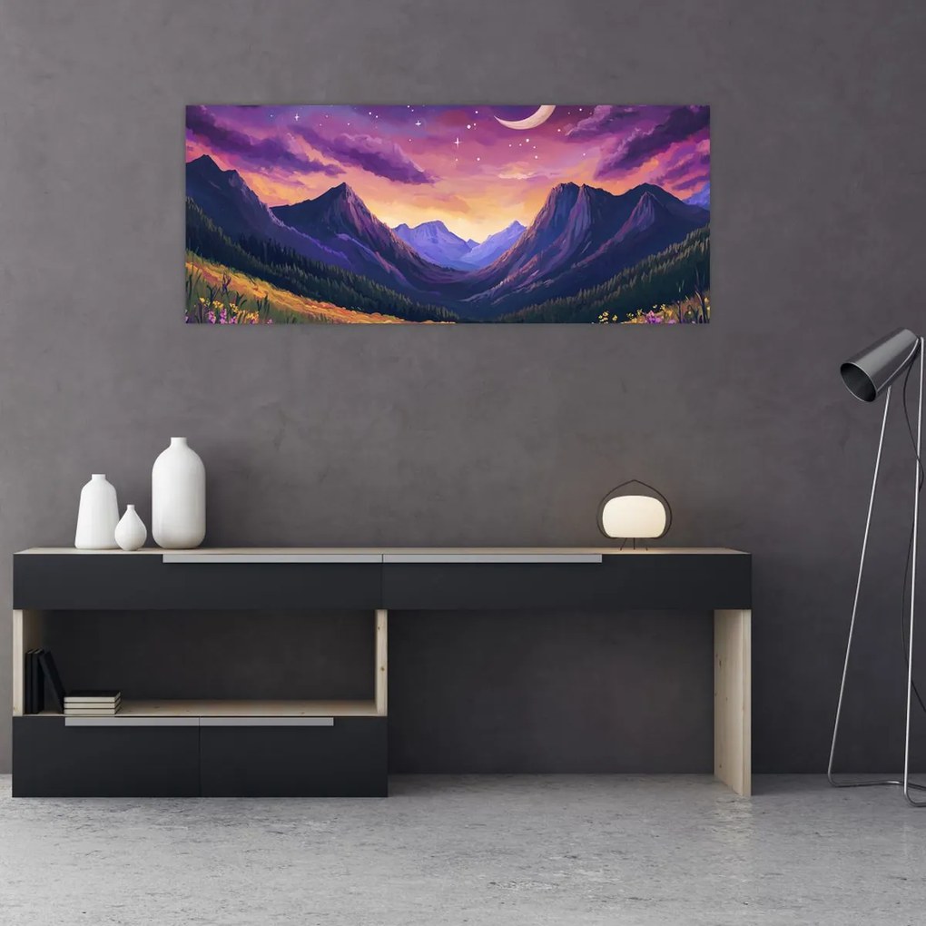 Kép - Lila táj (120x50 cm)