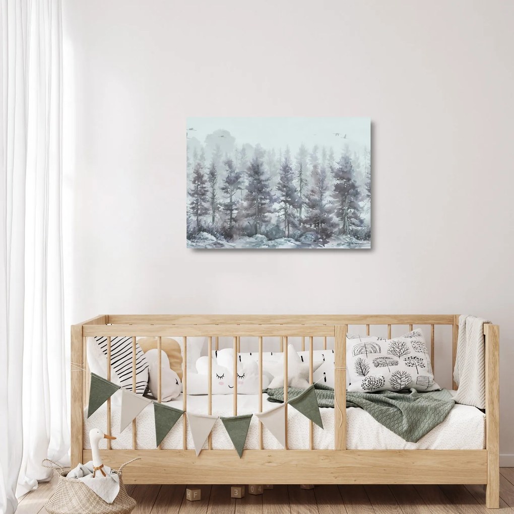 Üveg kép - Fenyőerdő II., akvárium (70x50 cm)