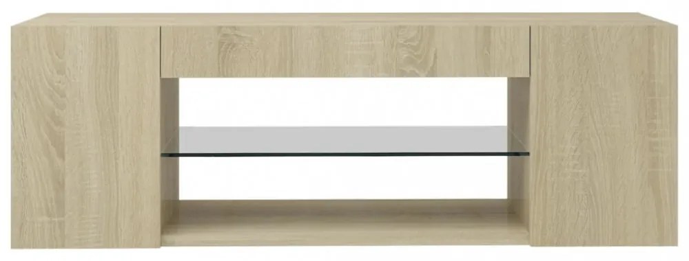 sonoma tölgy színű TV-szekrény LED lámpákkal 90 x 39 x 30 cm