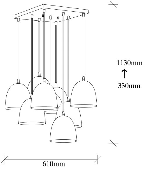 Kábeles csillár TATTOO 9xE27/40W/230V fekete