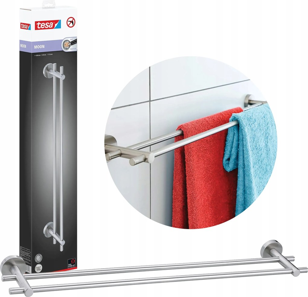 Reling Fürdőszobai Törölközőtartó Tesa Moon Dupla Fém