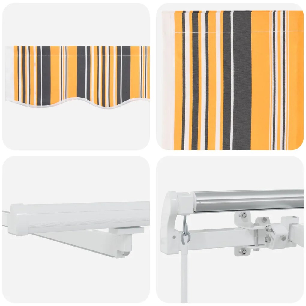 Manuális Behúzható Napellenző LED Többszínű Csíkkal 500x300 cm