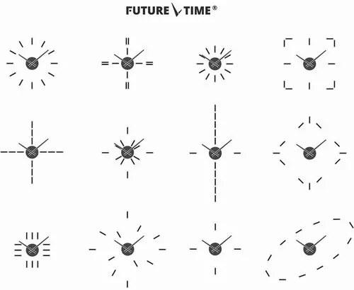 Future Time FT9400BK Modular black Dizájner öntapadó óra, átmérő: 40 cm