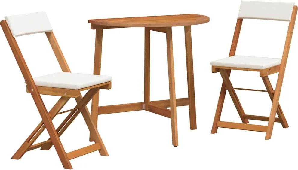 vidaXL Bisztró készlet párnával 3 pcs Olaj Természetes Tömör Akácfa