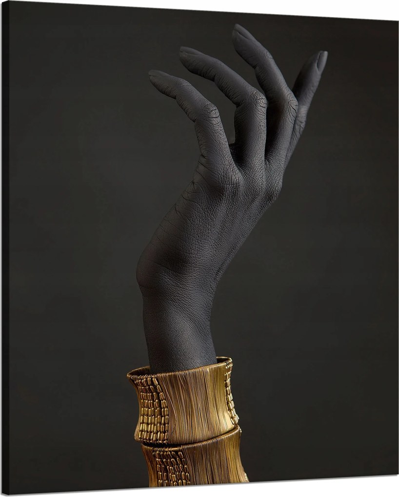 Vászonkép Fekete Kéz Arany karkötők 80x100 cm