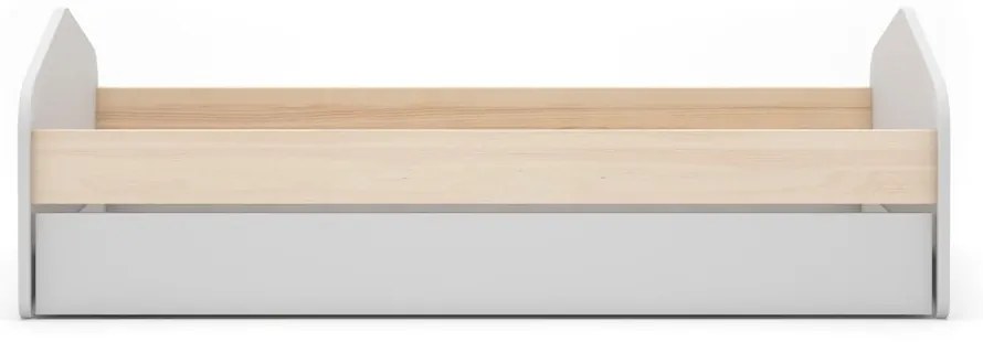 Fehér-natúr színű gyerekágy borovi fenyő dekorral, kihúzható pótággyal 90x200 cm Estefania – Marckeric