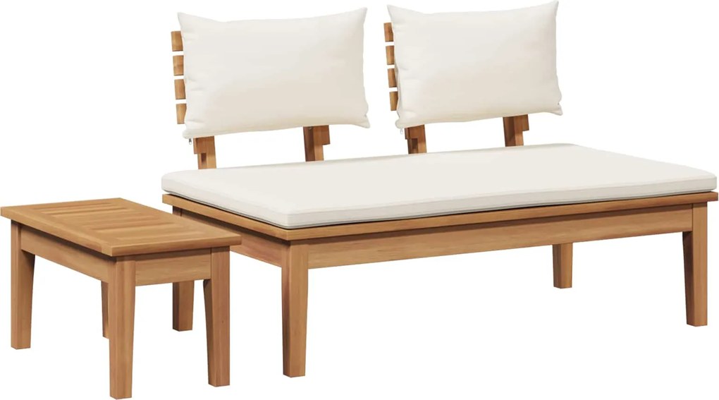 vidaXL Kerti pad 2 pcs Krém és barna Tömör tíkfa