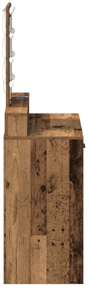 piperasztal LED világítással - Vintage fa stílus, 79x41x140 cm