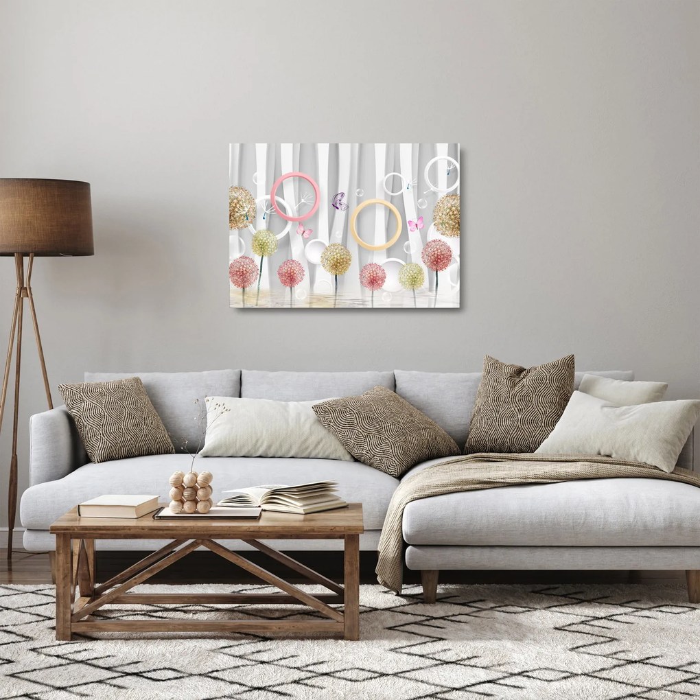 Absztrakt pitypangos kép (üvegen) (70x50 cm)