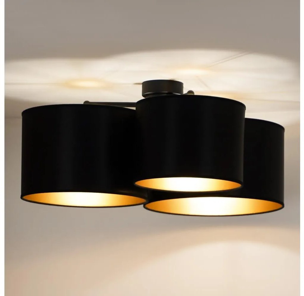 Duolla - Felületre szerelhető csillár ROLLER TRIO SHINY 3xE27/15W/230V fekete/arany