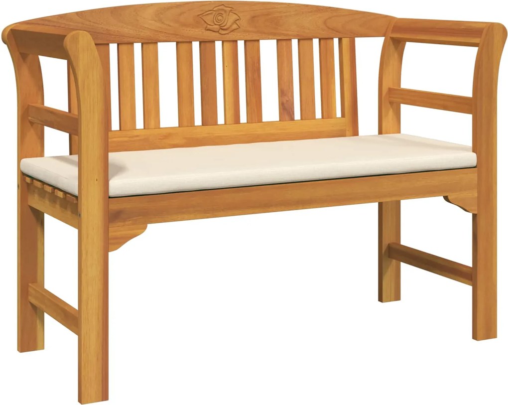 vidaXL Rózsapad párnával Természetes 114 x 46 x 82,5 cm Tömör Akácfa