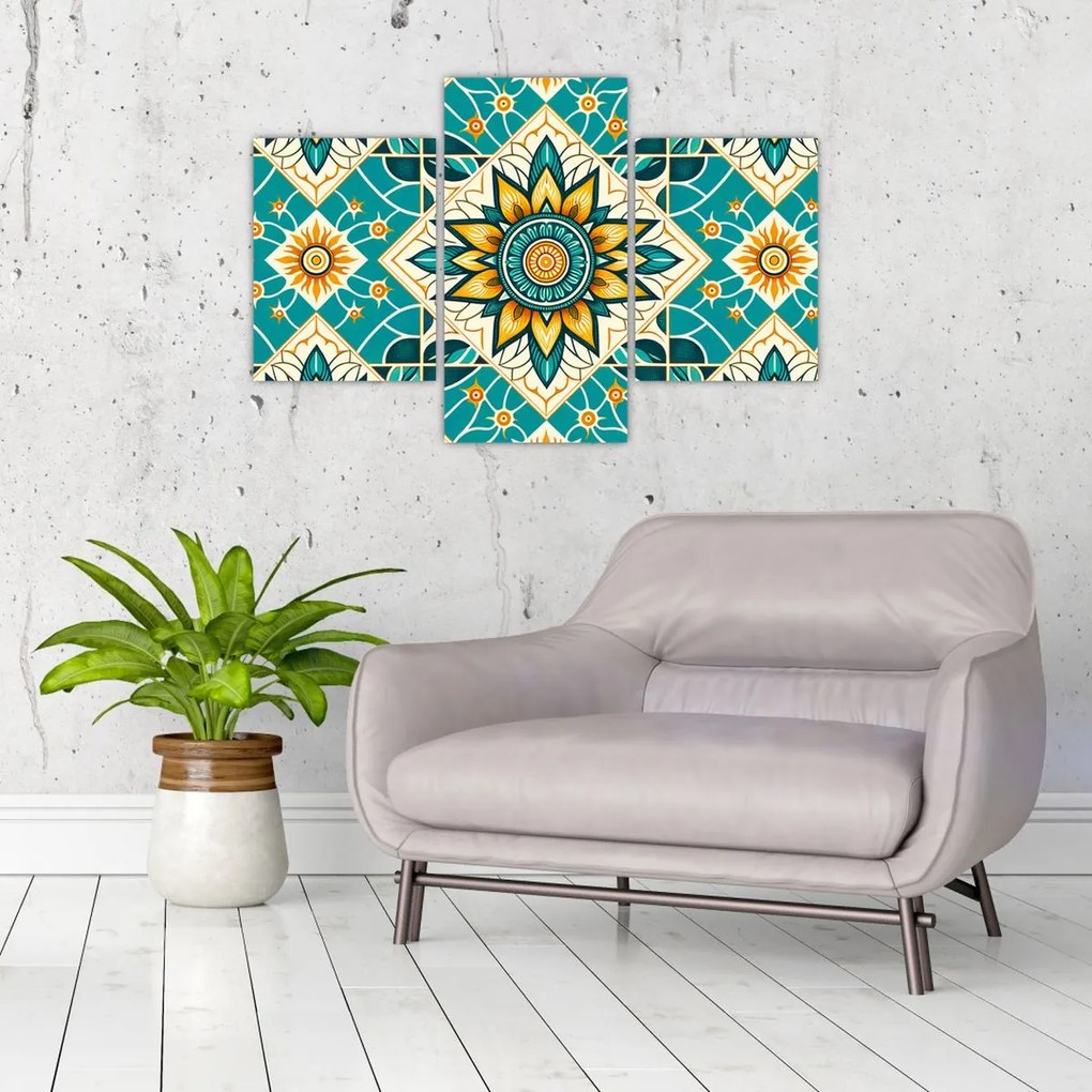Kép - Türkiz minta (90x60 cm)